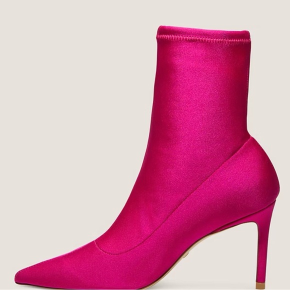 💝BNWT💝Stuart Weitzman Stretch Stiletto Sock Booties in Hot Pink - Picture 2 of 7
